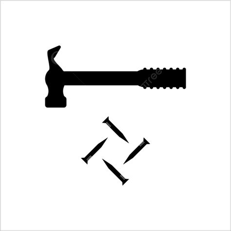 Hammer Nail Silhouette Transparent Background, Hammer Nail Icon Vector ...