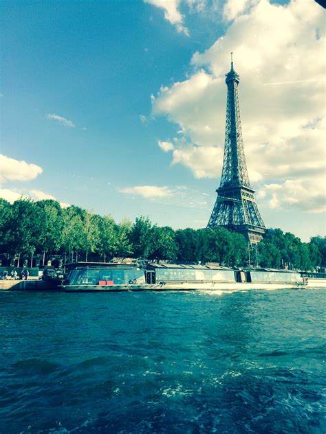 The Eiffel Tower from the boat on the river cruise. Paris, France. On the FROM PARIS to PROVENCE ...