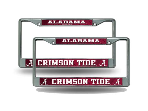 Alabama NCAA Crimson Tide Chrome Metal (2) License Plate Frame Set ...