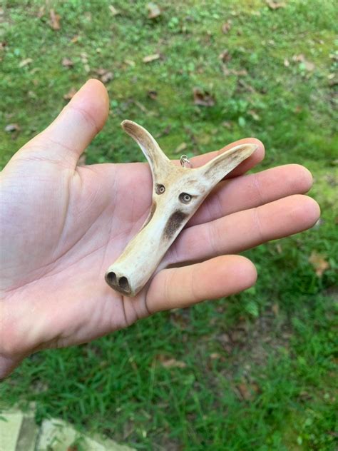 Bone Pendant, Deer Antler Pendant, Deer Antler Carving, Wearable Bone ...