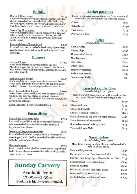 Rumwell Farm Shop And Cafe menù, Taunton - Main Menu | Sluurpy