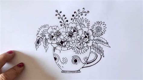 How to draw flower doodle art | Flower doodle drawing ideas | Zentangle art flowers drawing ...