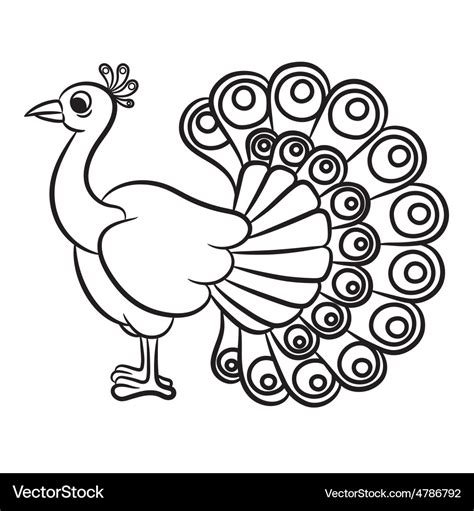 Peacock outlined Royalty Free Vector Image - VectorStock