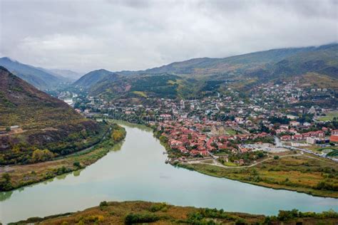 View To Mtskheta with Aragvi River, Georgia Stock Image - Image of ...