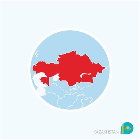 Premium Vector | Map icon of kazakhstan blue map of asia with highlighted kazakhstan in red color