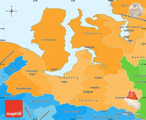 Political Shades Simple Map of Yamalo-Nenets Autonomous Okrug