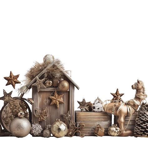 Christmas Decoration Toys And Ornaments On Rustic Wood, Christmas Table ...