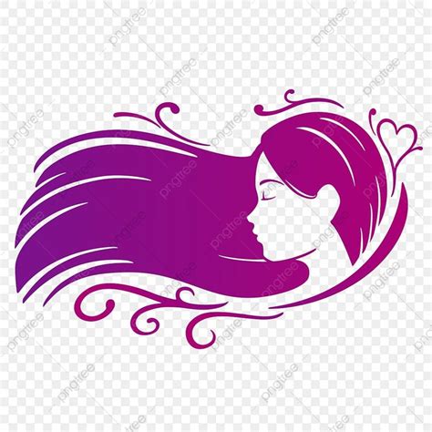 Woman Long Hair Clipart Vector, Beauty Salon Logo Woman Long Hair Face Ornament Pink, Beauty ...