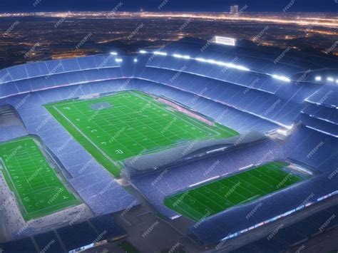 Premium AI Image | An aerial view of a stadium at night with the lights on.