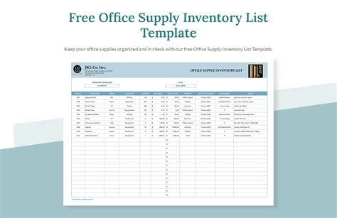 Office Supply Inventory List Template in Excel, Google Sheets ...