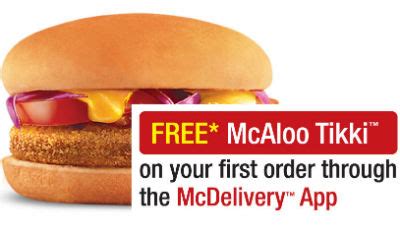 McDonalds McAloo Tikki Burger or chicken Kebab BurgerFree