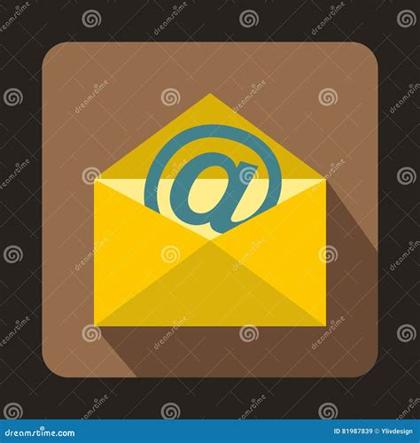 Yellow Envelope with Email Sign Icon, Flat Style Stock Vector - Illustration of envelope ...