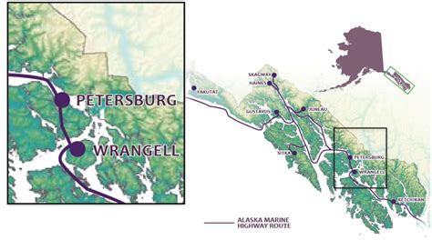 map of Inside Passage highlighting Petersburg - Alaska's Inside Passage