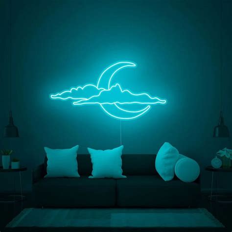 Custom Made Neon Signs, Half Moon with Clouds Neon Sign, LED Business ...