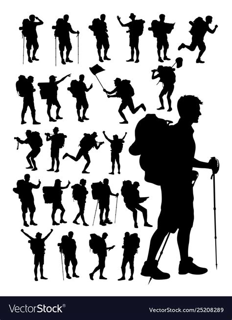 Hiker silhouette detail silhouette Royalty Free Vector Image