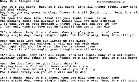 Baby It's Alright, by Gordon Lightfoot, lyrics and chords