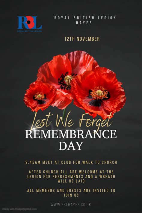 Remembrance Day 2023 – Sunday 12th November 2023 – Welcome to the RBL Hayes