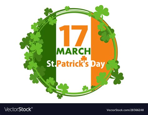 Flag ireland for st patricks day march 17 Vector Image