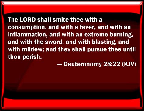 Deuteronomy 28:22 The LORD shall smite you with a consumption, and with ...