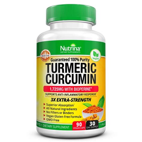 Nutrina Turmeric Curcumin 1,725mg with Bioperine - 90 capsules ...