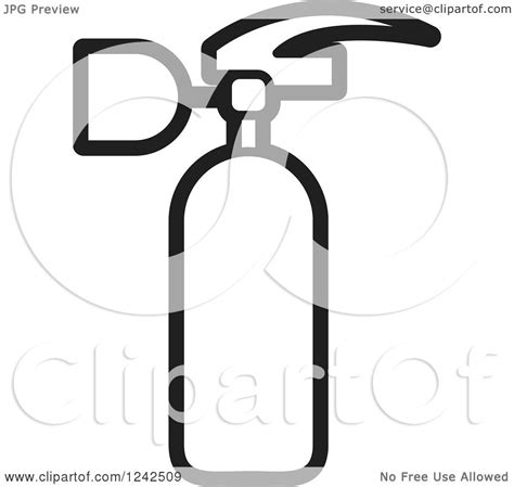 Clipart of a Black and White Fire Extinguisher - Royalty Free Vector ...