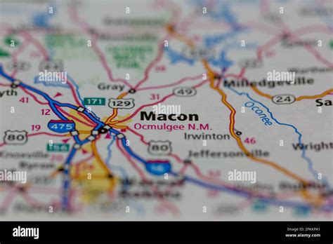 Macon Georgia USA Shown on a Geography map or road map Stock Photo - Alamy