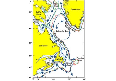 Schematic representation showing the Labrador Current and important... | Download Scientific Diagram