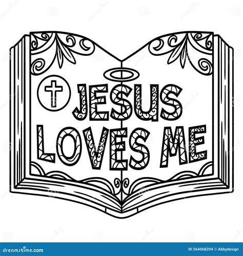 Christian Jesus Loves Me Isolated Coloring Page Stock Vector - Illustration of color, holy ...