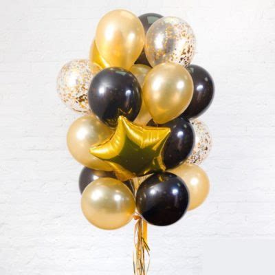 MIXED BLACK & GOLD BALLOON BOUQUET