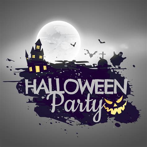 halloween party background with castle and moon - Download Free Vector ...