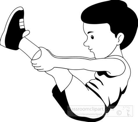 Health Clipart- black-white-boy-stretching--physical-fitness-clipart ...