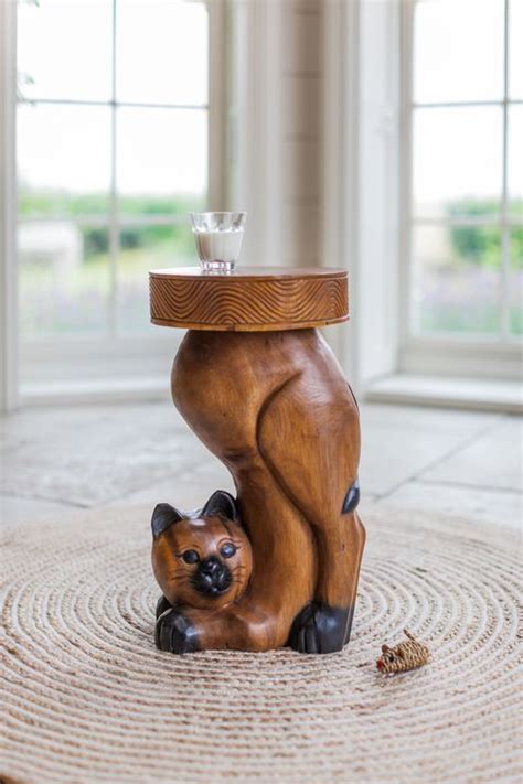 Hand-Carved Wooden Cat Table Will Make The Purrfect Addition To Your Home