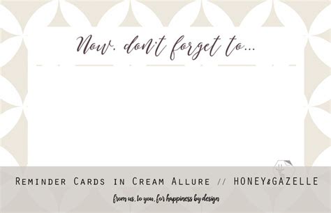 Free Downloads #16 // Printable Reminder Cards in Cream Allure - honey ...