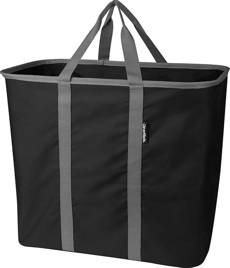 CleverMade Collapsible Laundry Tote, Large Foldable Clothes Hamper Bag, LaundryCaddy CarryAll XL ...