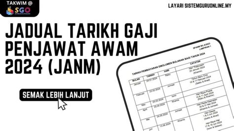 Jadual Tarikh Gaji Penjawat Awam 2024 (JANM)