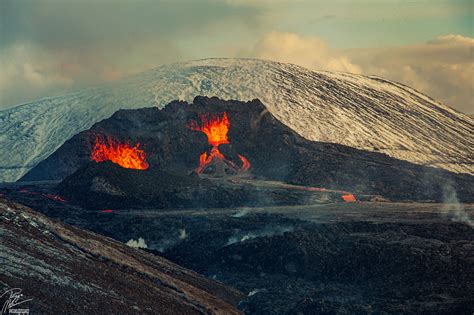 Snow Storm and Sunset over the Geldingadalir Volcano on Behance