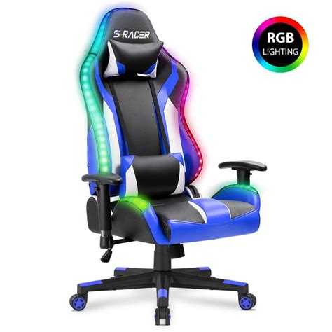 Light Up Gaming Chair Footrest Lumbar Headrest Armrests Swivel Backrest | Chair Design