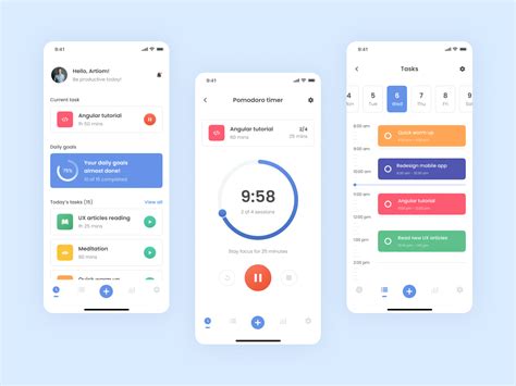 Pomodoro Timer App by Artiom Larin on Dribbble