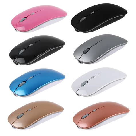 Ultra Slim Rechargeable Wireless Mouse Silent Mute Button USB Optical ...