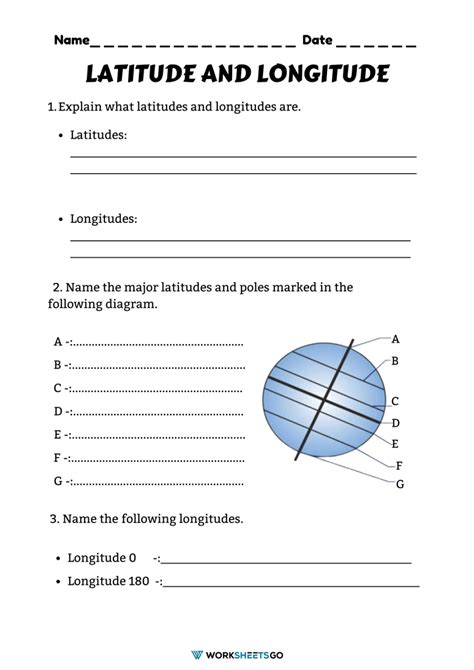 Latitude & Longitude Worksheets | WorksheetsGO