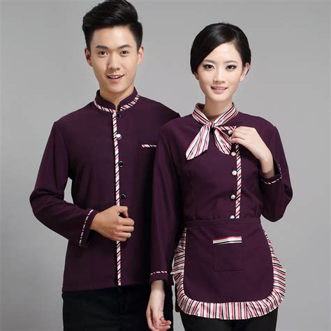 Long Sleeve Hotel Waiter Uniform Female Restaurant Top+apron Waitress Uniform Fast Food Service ...