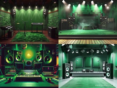 Realistic Music Studio Green Backdrop | Midjourney Prompt