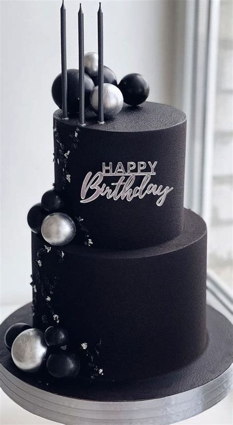 50 Best Birthday Cake Ideas in 2022 : Black Two-Tiered Birthday Cake ...