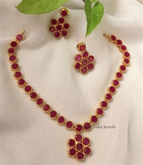 Imitation Flower Design Necklace - South India Jewels