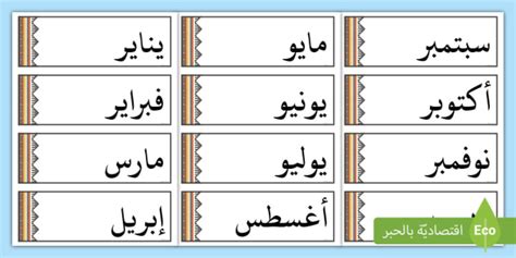 الأشهر الميلادية - الشهور الميلادية بالترتيب