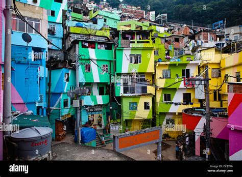 Colorful houses at Favela Santa Marta, Rio de Janeiro, Brazil Stock ...