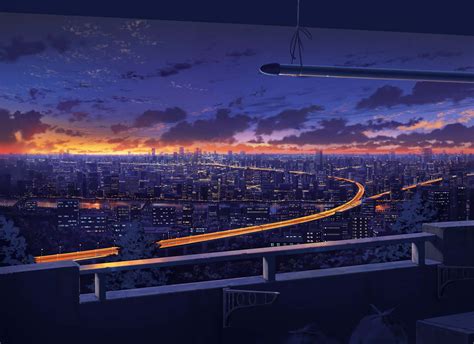Download Japan Anime Metropolis Night Sky Wallpaper | Wallpapers.com
