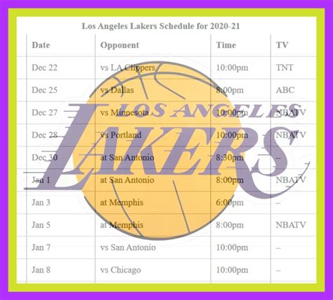 Los Angeles Lakers Basketball Team Schedule Magnets 4 X 7 ...