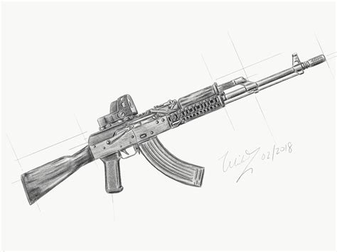 AK-47 Pencil Sketch by mykooooooo on DeviantArt