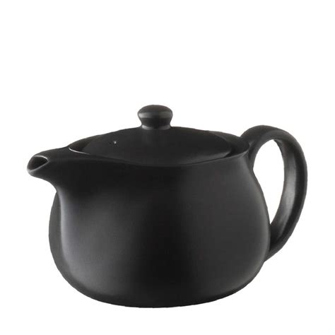 Classic Round Tea/Coffee Pot Satin Charcoal Black - Jenggala Keramik ...